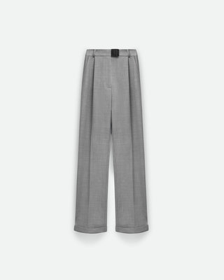 HIGH-WAISTED TROUSERS IN LIGHT GREY MELANGE