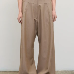 HIGH-RISE WOOL WIDE-LEG PANTS IN BEIGE
