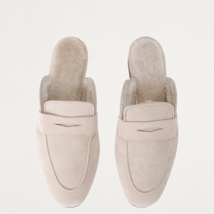 SLIPPERS IVORY SUEDE&SHEARLING 