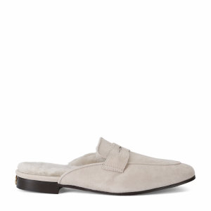SLIPPERS IVORY SUEDE&SHEARLING 