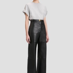 LEATHER ALINA TROUSER IN BLACK