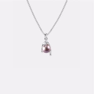 MICRO LAVENDER PEARL MELT NECKLACE IN SILVER