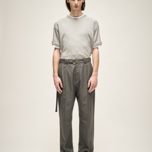 MILANO KNIT CREWNECK T-SHIRT IN GREY MELANGE