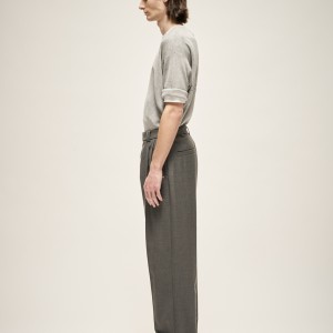 MILANO KNIT CREWNECK T-SHIRT IN GREY MELANGE