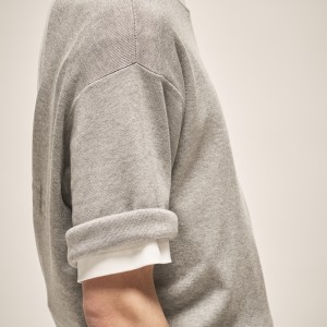 MILANO KNIT CREWNECK T-SHIRT IN GREY MELANGE