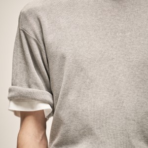 MILANO KNIT CREWNECK T-SHIRT IN GREY MELANGE
