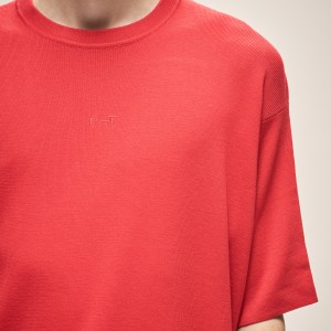 MILANO KNIT CREWNECK T-SHIRT IN RED
