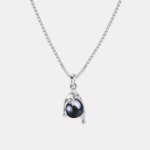 NANO PEARL MELT NECKLACE - FRESHWATER BLACK PEARL - IN SILVER