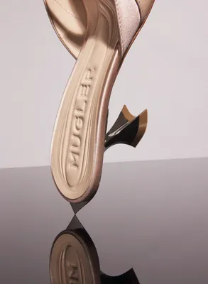 NUDE SATIN FANG 55 MULES WITH STRAP