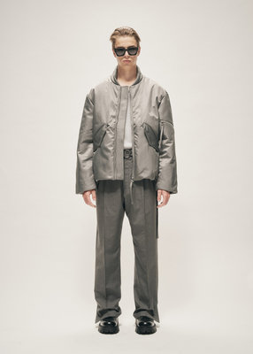NYLON BOMBER JACKET SILVER GREY