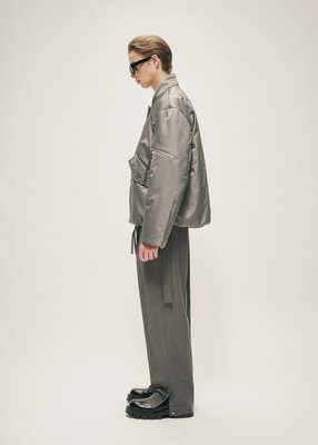 NYLON BOMBER JACKET SILVER GREY