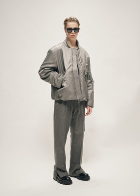 NYLON BOMBER JACKET SILVER GREY