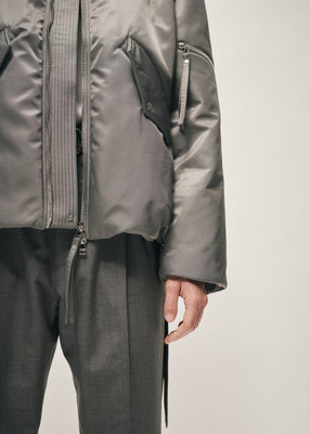 NYLON BOMBER JACKET SILVER GREY