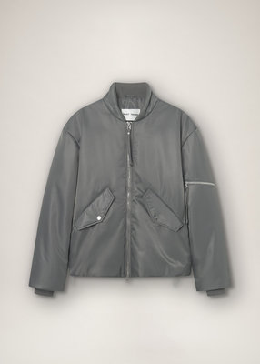 NYLON BOMBER JACKET SILVER GREY
