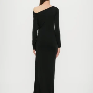 OFF-SHOULDER DRAPED GOWN IN BLACK