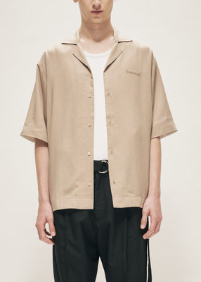 OPEN COLLAR  S/S TENCEL SHIRT LIGHT KHAKI