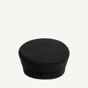 PIERCED BAKER BOY CAP IN BLACK