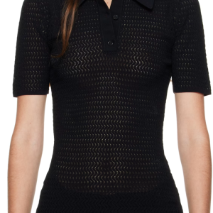 POLO KNIT TOP IN BLACK