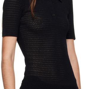 POLO KNIT TOP IN BLACK