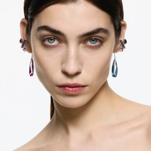 SILVER RAINBOW MIXED HB DROP EAR CUFFS 