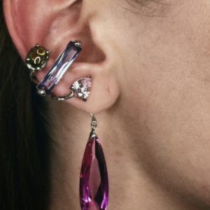 SILVER RAINBOW MIXED HB DROP EAR CUFFS 