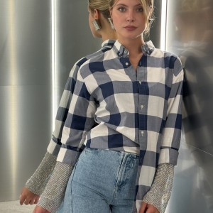 REDESIGNED SHIRT 123 IN CHECKERED BLUE