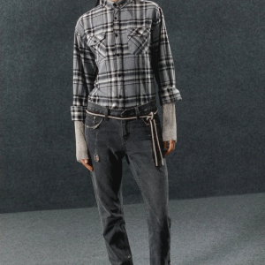 REDESIGNED SHIRT 123 IN CHECKERED GRAY