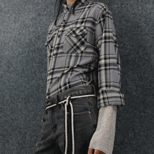 REDESIGNED SHIRT 123 IN CHECKERED GRAY