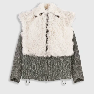 SHEARLING-TRIMMED WOOL BOMBER