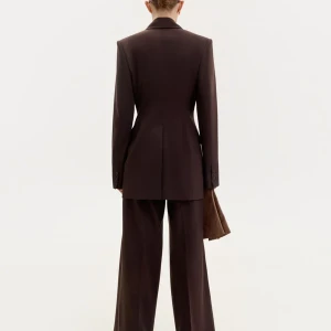 STRAIGHT-LEG WOOL TROUSERS IN BROWN