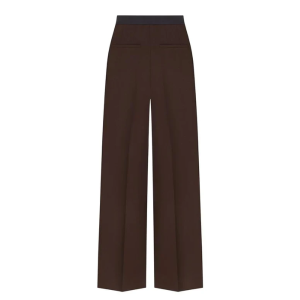 STRAIGHT-LEG WOOL TROUSERS IN BROWN