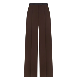 STRAIGHT-LEG WOOL TROUSERS IN BROWN