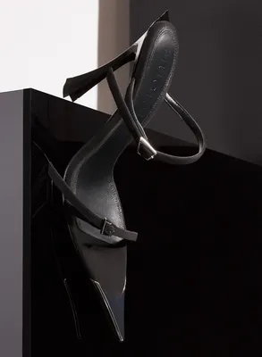 BLACK SUEDE FANG 95 SANDALS