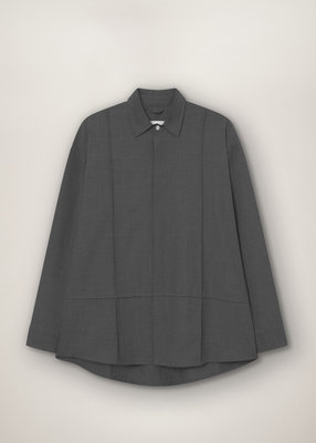 TROPICAL WOOL SNAP CLOSURE L/S SHIRT GREY MELANGE