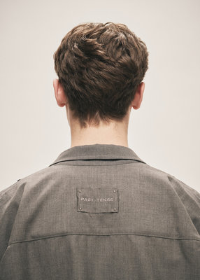 TROPICAL WOOL SNAP CLOSURE L/S SHIRT GREY MELANGE