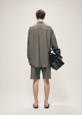 TROPICAL WOOL SNAP CLOSURE L/S SHIRT GREY MELANGE
