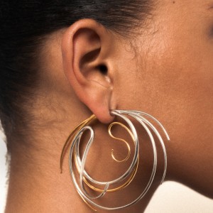 VORTICE EARRINGS LARGE  IN SILVER/GOLD