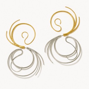 VORTICE EARRINGS LARGE  IN SILVER/GOLD