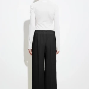 WIDE LEG PANTALON WITH WAISTSTRING BLACK