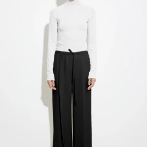 WIDE LEG PANTALON WITH WAISTSTRING BLACK