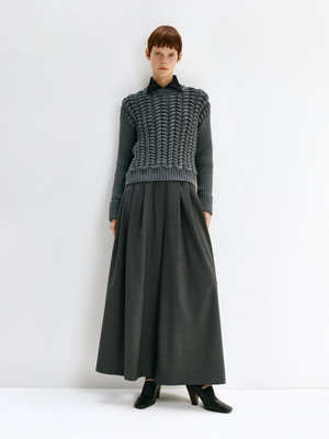 WIDE TROUSERS WITH BRA CLOSURE IN DARK GREY