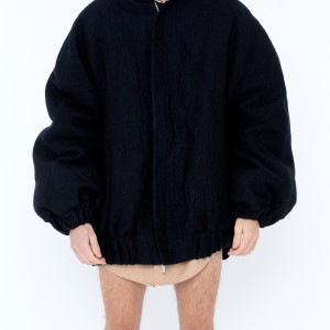 WOOL DRAWSTRING JACKET IN BLACK