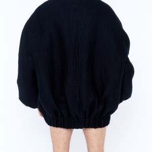 WOOL DRAWSTRING JACKET IN BLACK