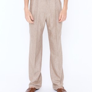 WOOL BELT TROUSERS IN HEATHER KHAKI