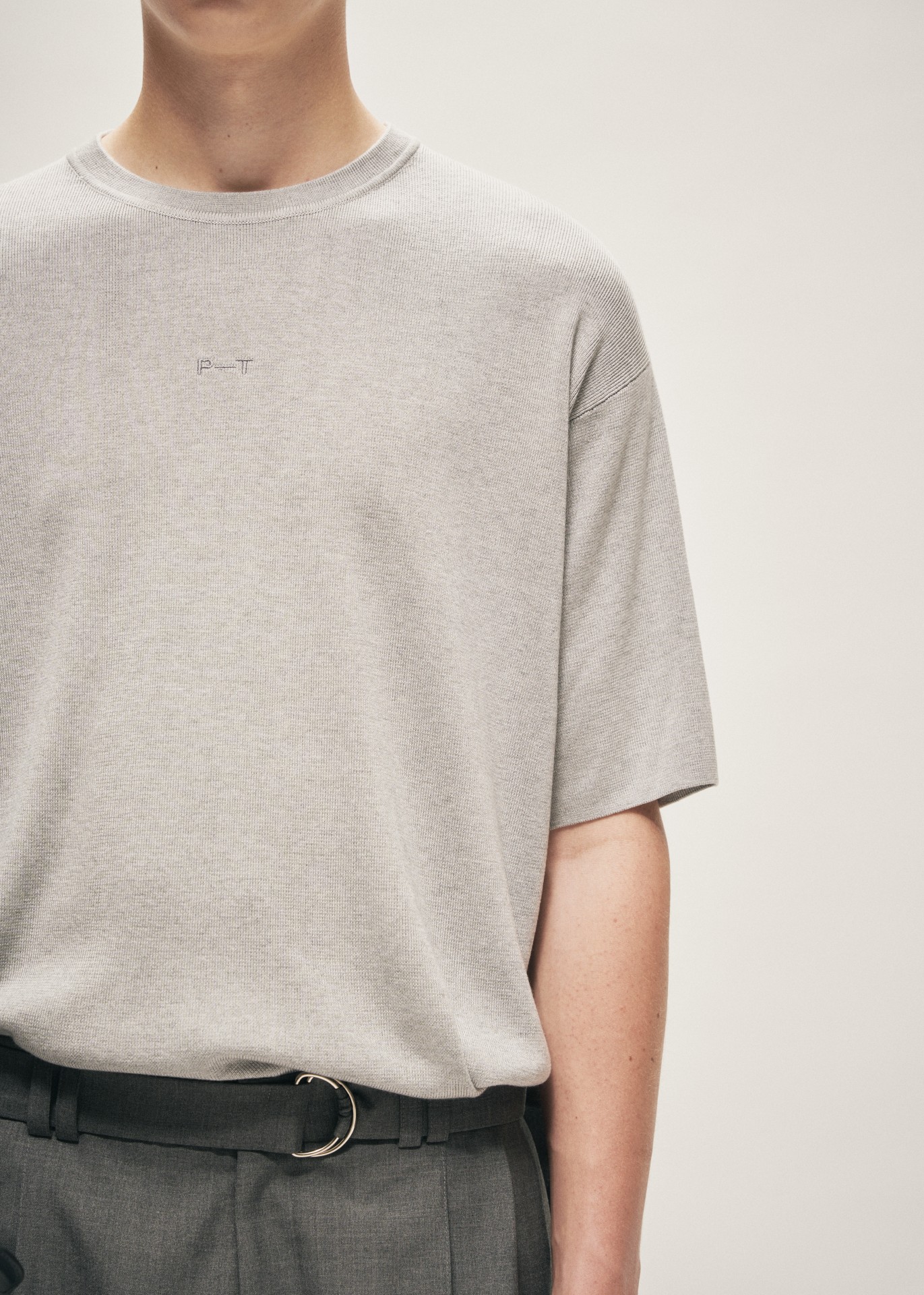 TROPICAL WOOL BELTED SHORTS GREY MELANGE