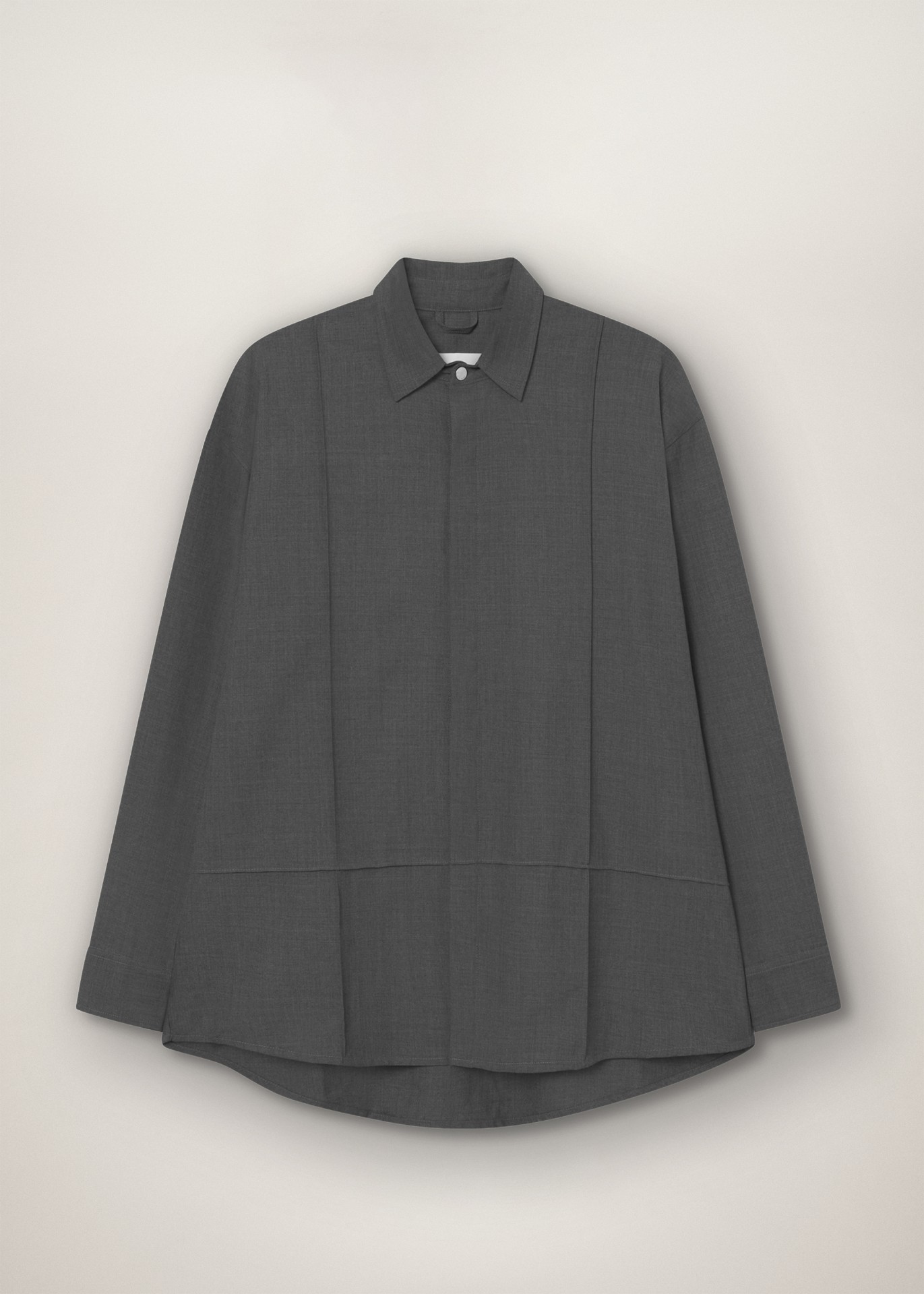 TROPICAL WOOL SNAP CLOSURE L/S SHIRT GREY MELANGE