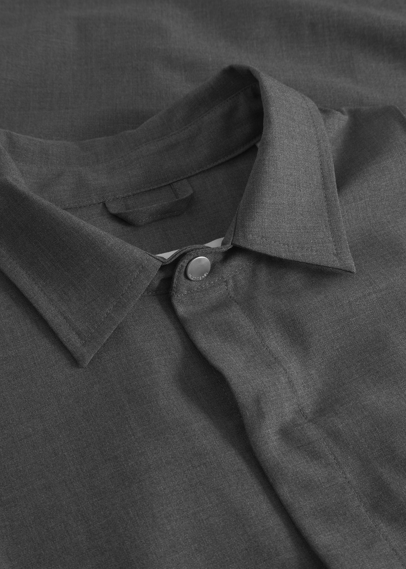 TROPICAL WOOL SNAP CLOSURE L/S SHIRT GREY MELANGE