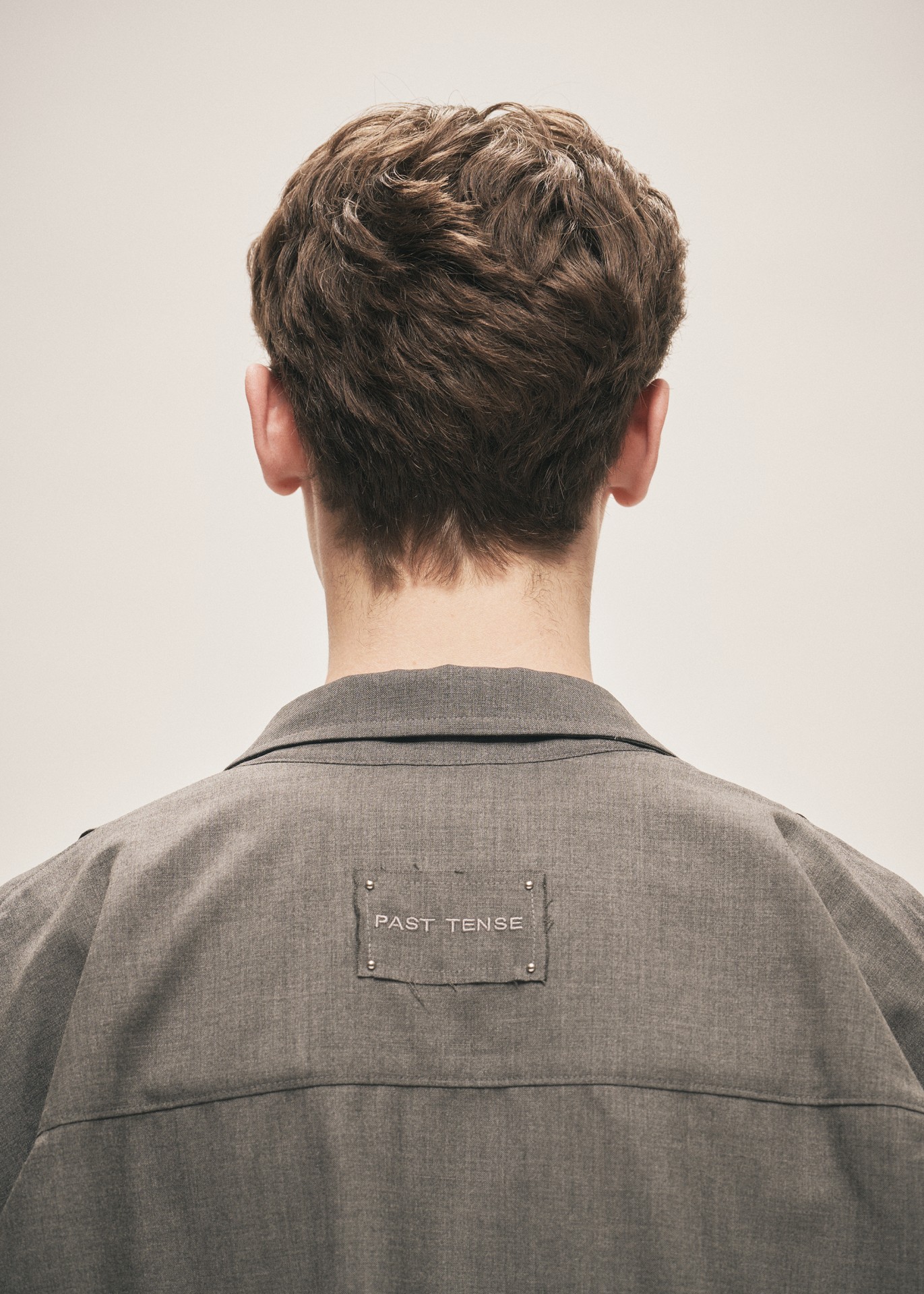 TROPICAL WOOL SNAP CLOSURE L/S SHIRT GREY MELANGE