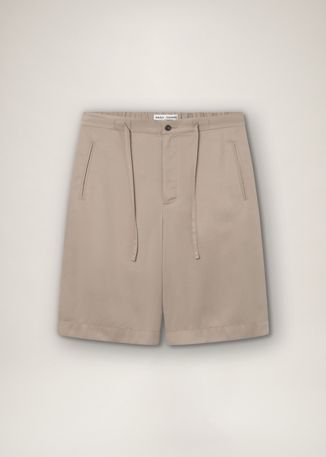 WIDE LEG DRAWSTRING TENCEL SHORTS LIGHT KHAKI