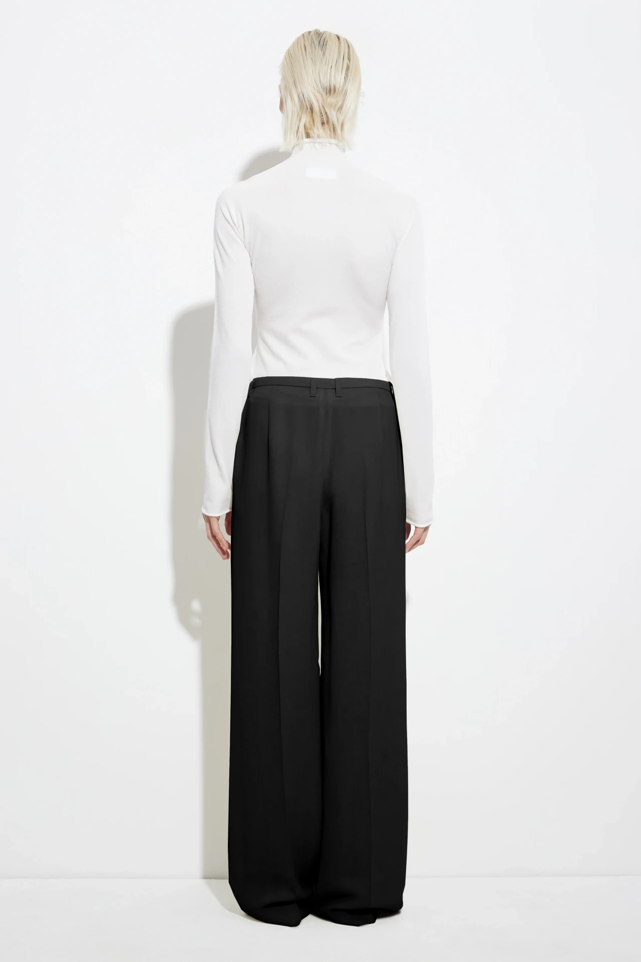 WIDE LEG PANTALON WITH WAISTSTRING BLACK